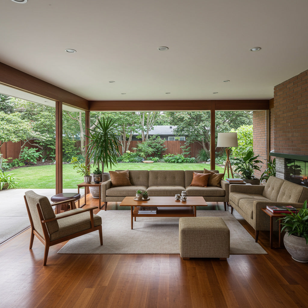 A mid-century modern living room