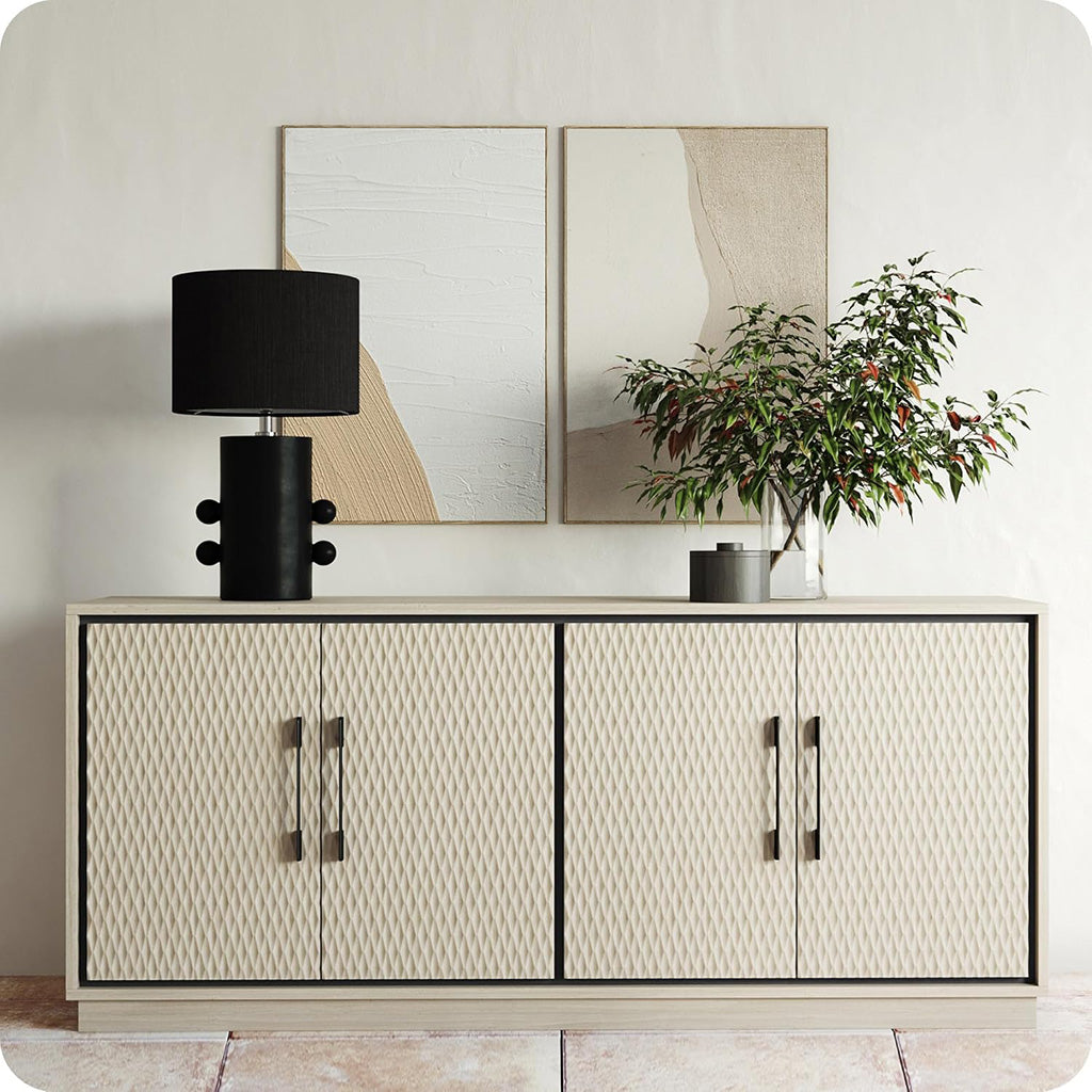 BELLEZE 65-Inch Embossed Buffet Cabinet