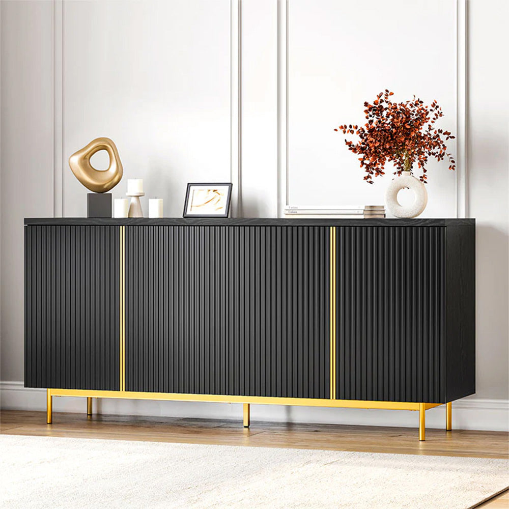 Colemen Wood Sideboard Buffet, Narrow Sideboard with 4 Doors