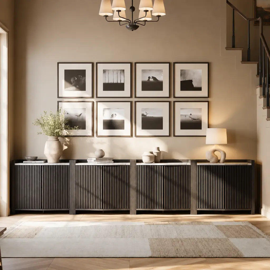 Four piece sideboard on long wall