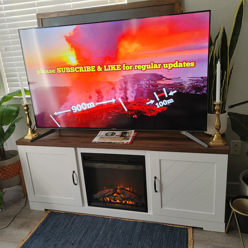 Hilo Wood Fireplace TV Stand