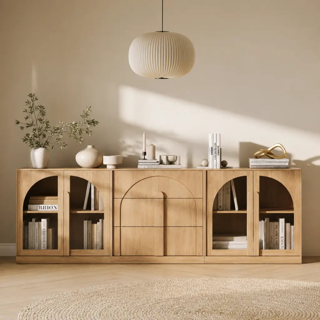 Three piece mixed door sideboard