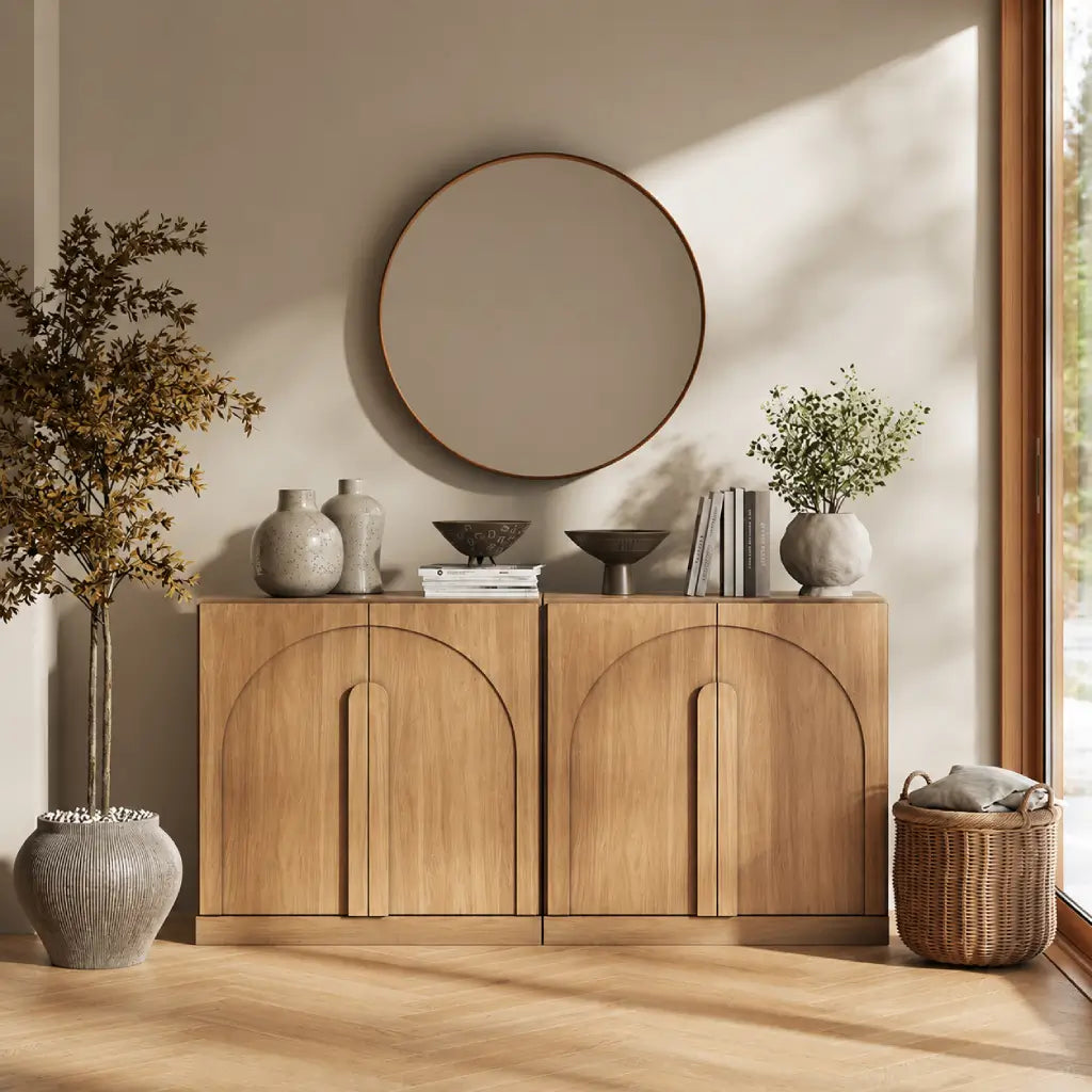 Two piece modular sideboard setup