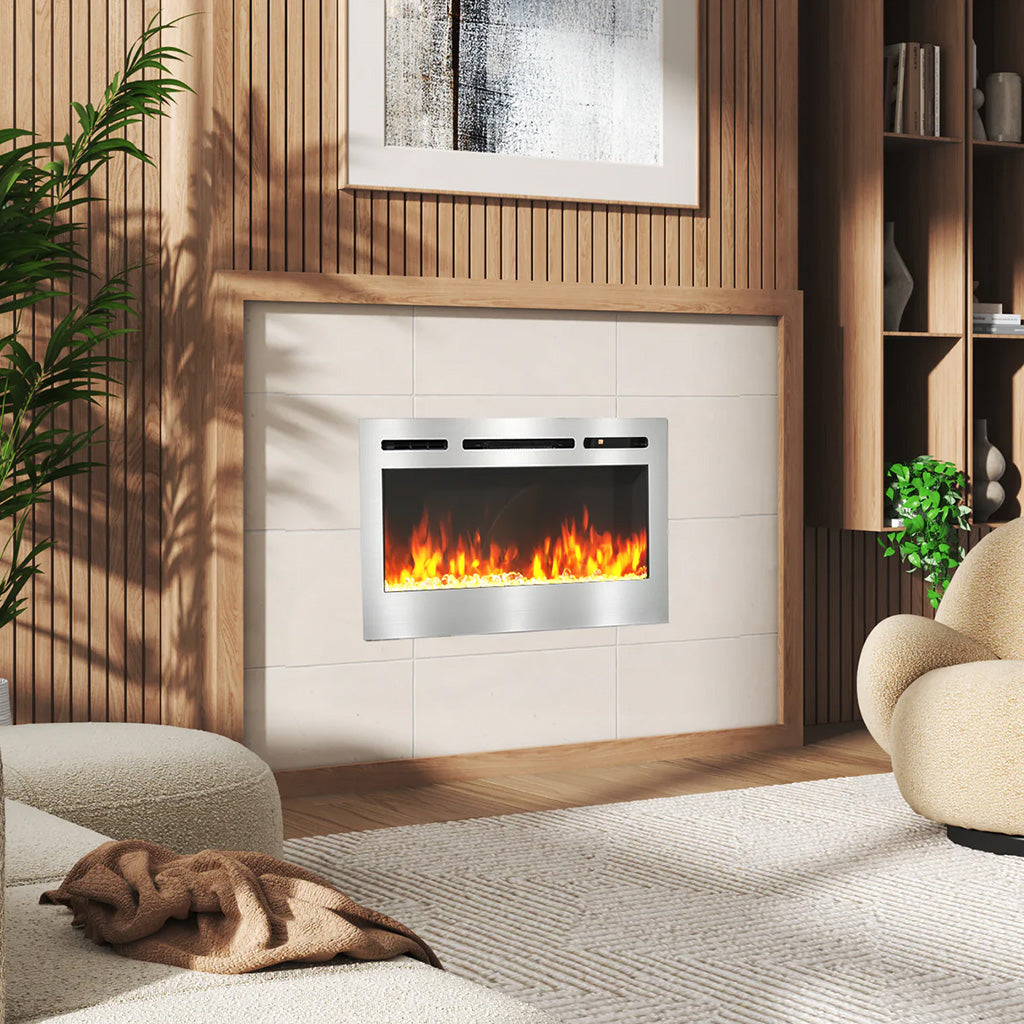 Wall Fireplace with LED Flames