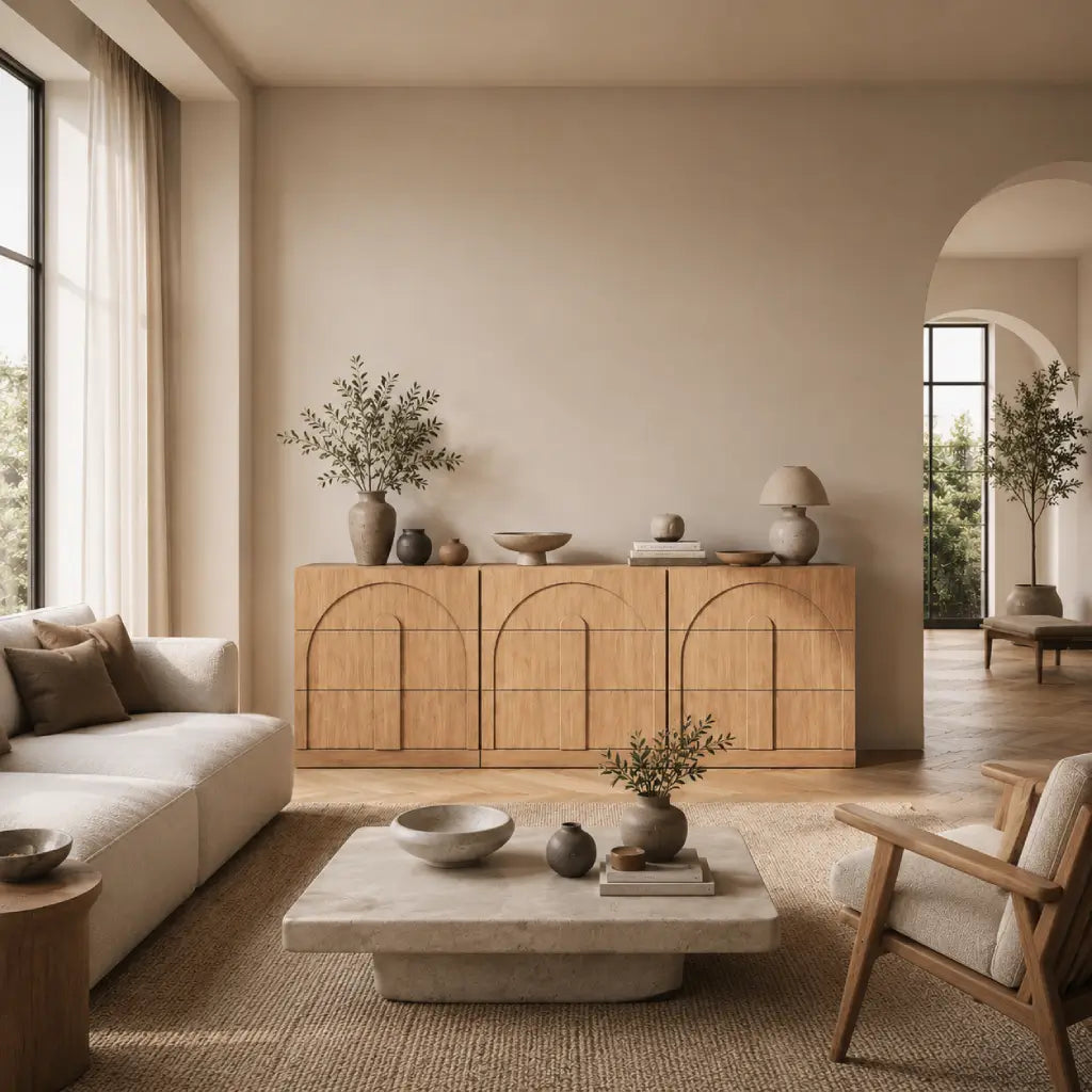 modular sideboard in open seating area