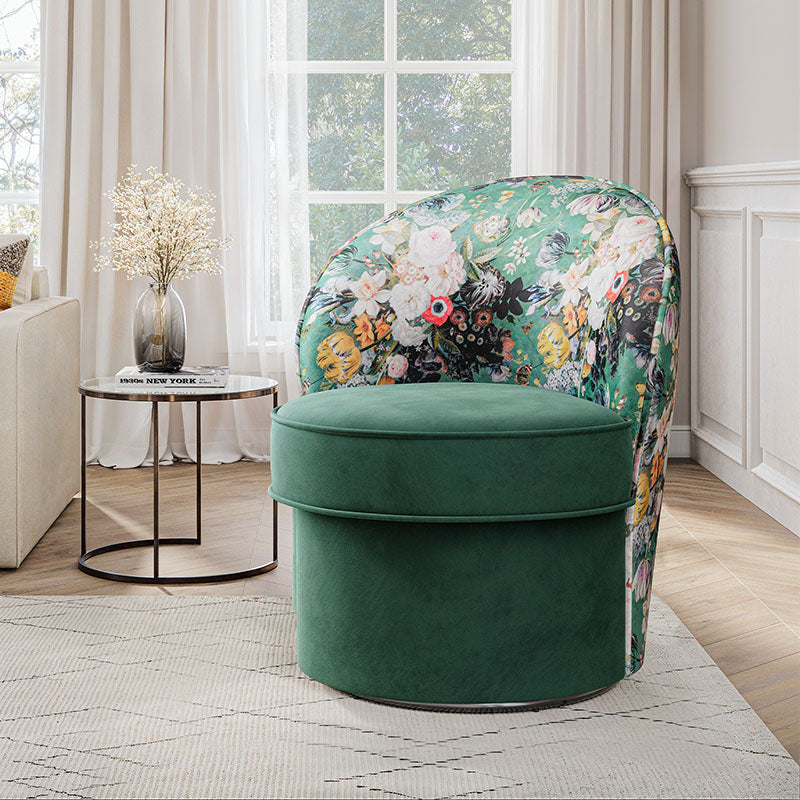 Grove Floral Swivel Accent Chair with No Assembly Needed