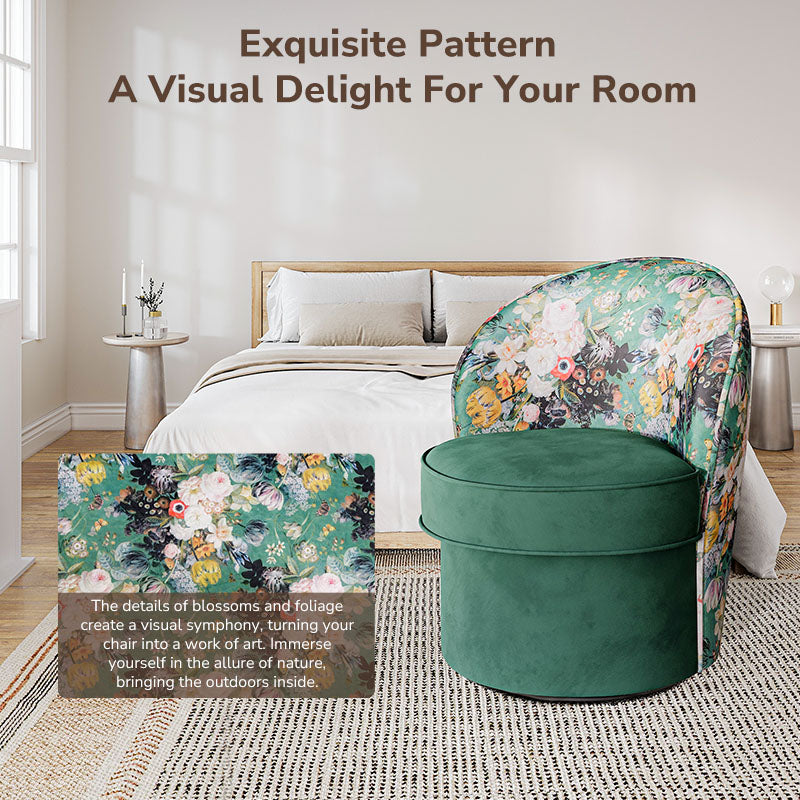 Grove Floral Swivel Accent Chair with No Assembly Needed