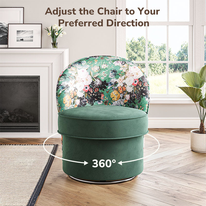 Grove Floral Swivel Accent Chair with No Assembly Needed
