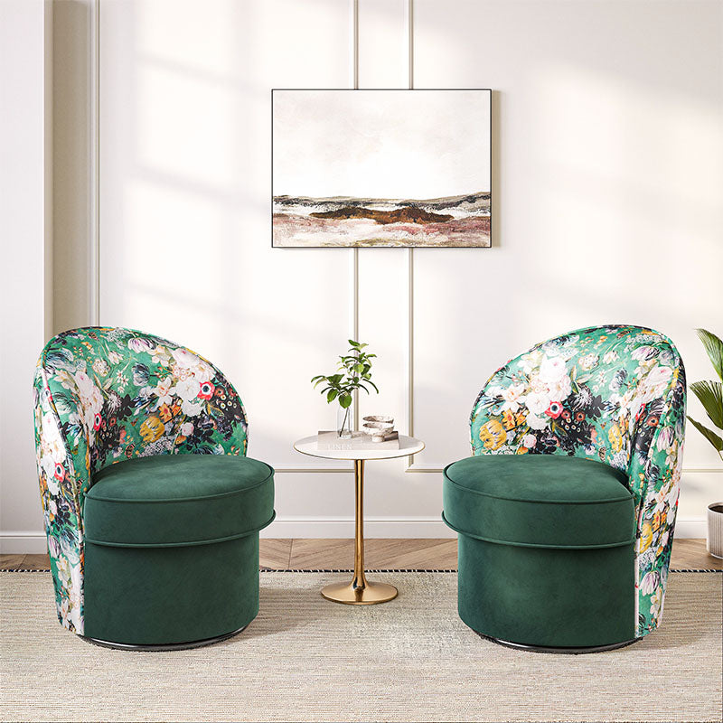 Grove Floral Swivel Accent Chair with No Assembly Needed