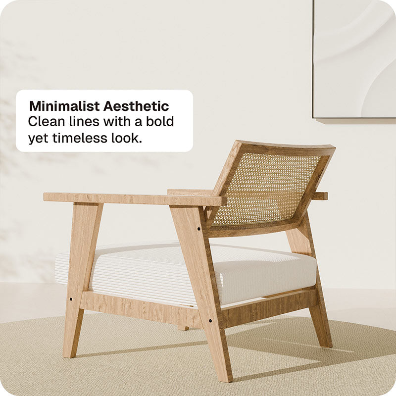 Belleze Mid-Century Modern Accent Chair with Cane Back