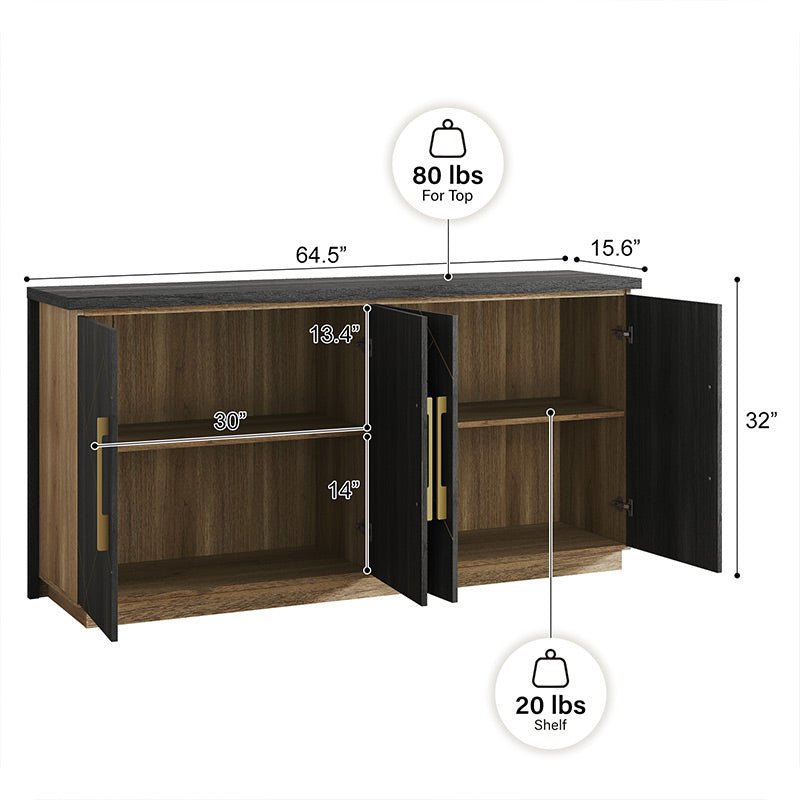 65" Sideboard Buffet Cabinet