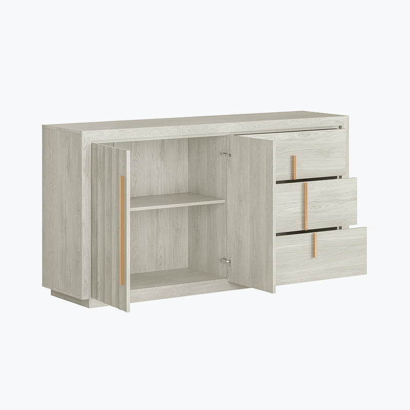 Libra 65" Modern White Sideboard with Drawers & Wave-Pattern Doors