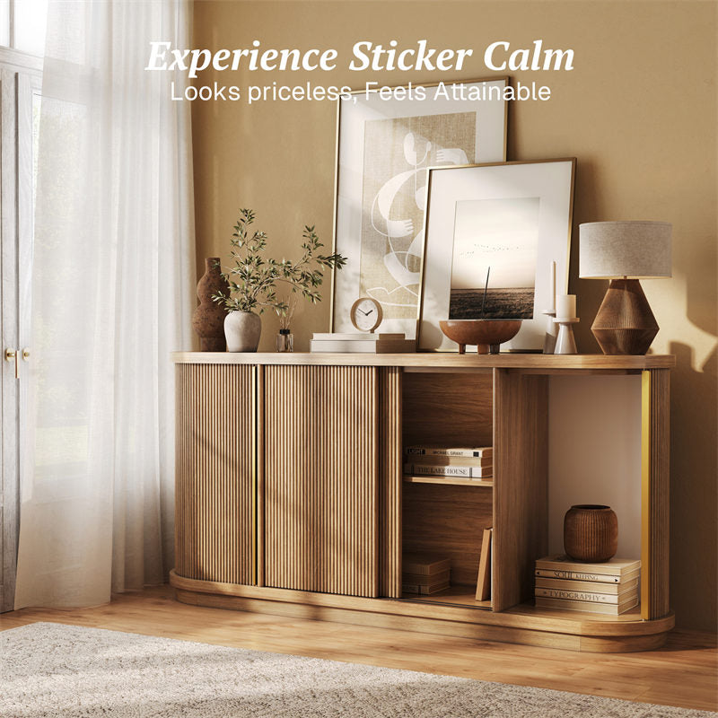 Turin 67" Modern Oval Tambour Door Sideboard Cabinet