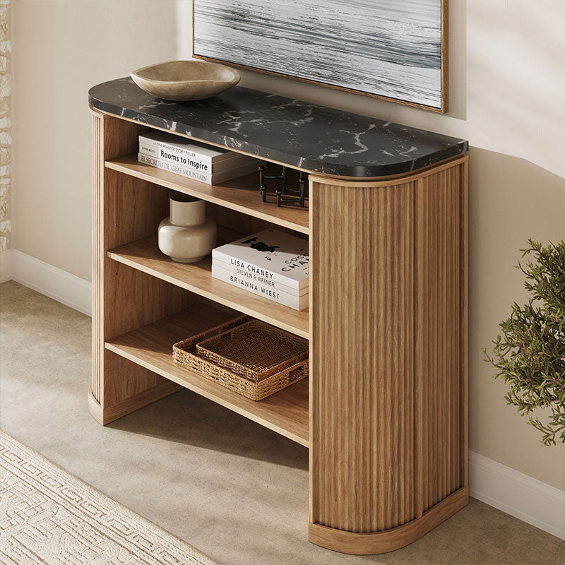 Jagger 44" Fluted Console Table with Black Marble Top