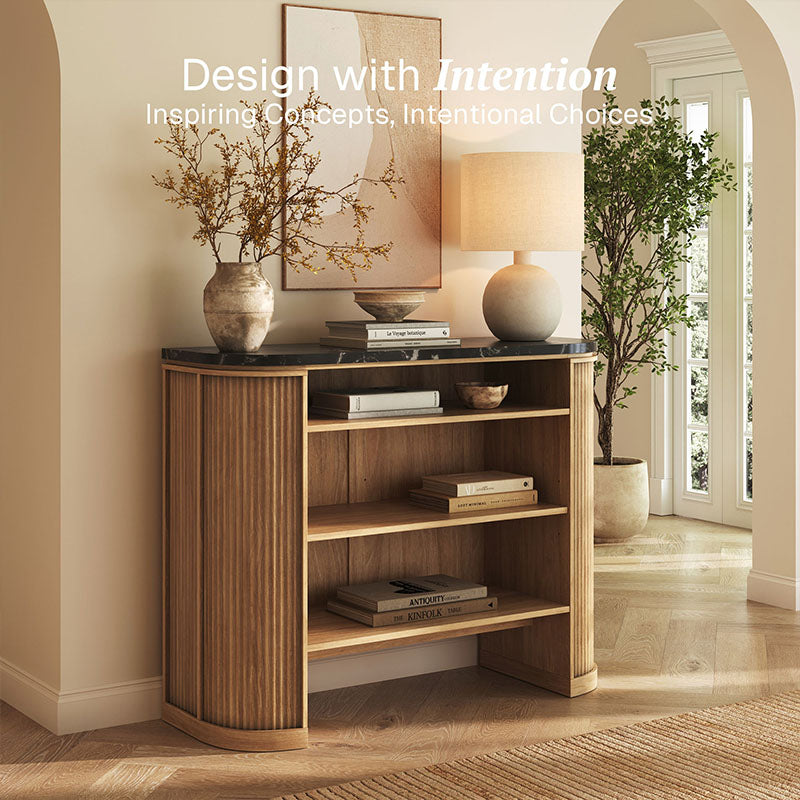 Jagger 44" Fluted Console Table with Black Marble Top