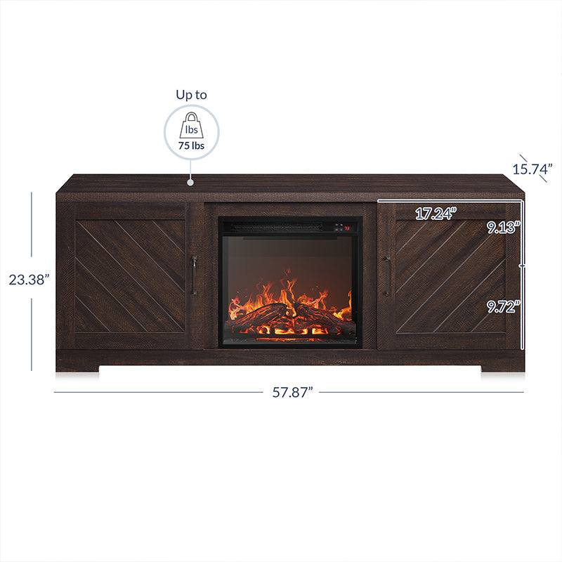 Hilo 58" Rustic Fireplace TV Stand