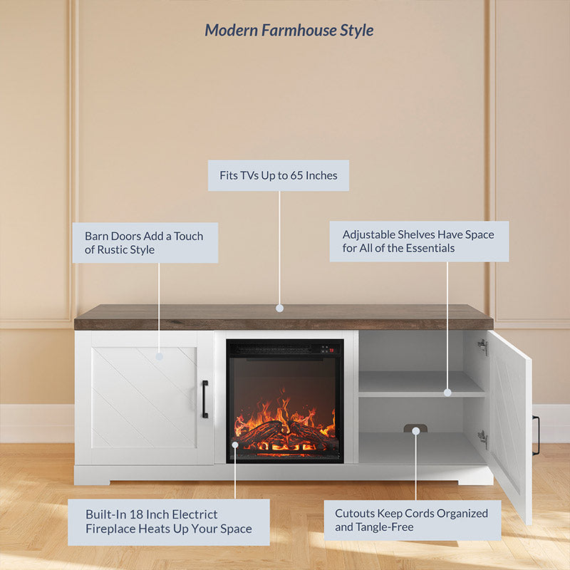 Hilo 58" Rustic Fireplace TV Stand
