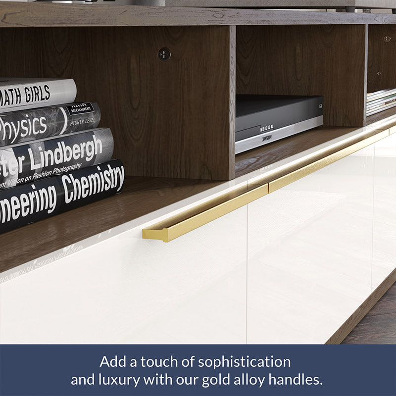 Broadway White Modern TV Stand for 75″ Inch TV