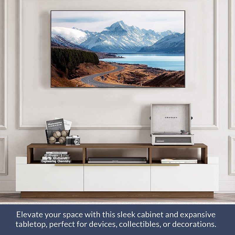 Broadway White Modern TV Stand for 75″ Inch TV