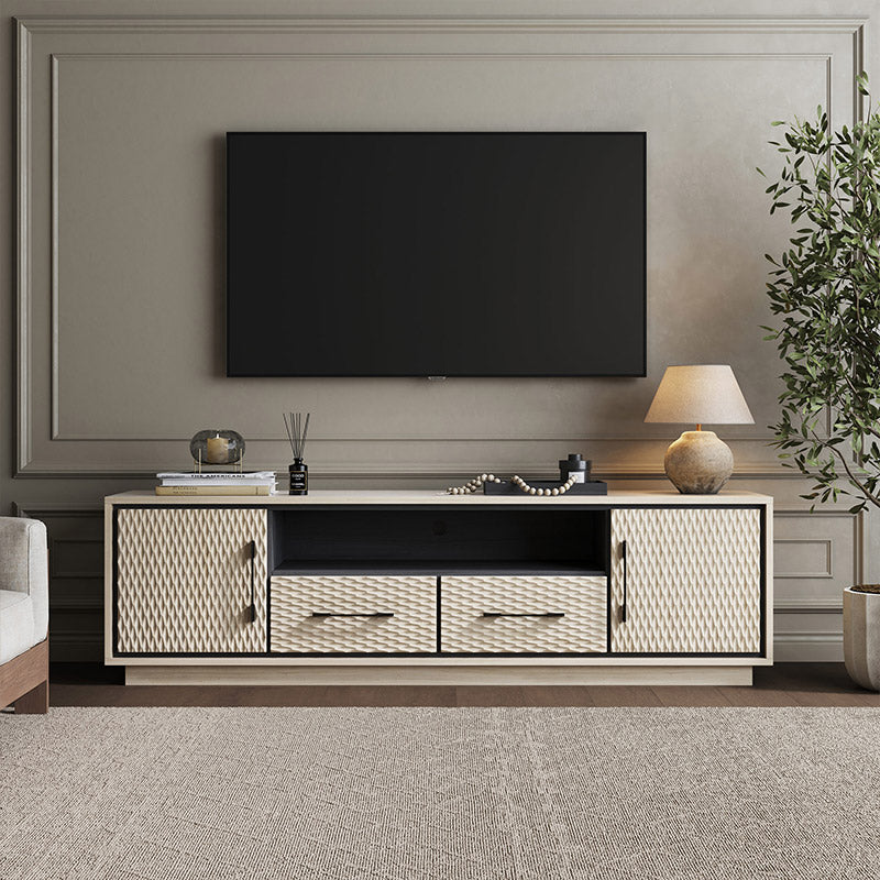 Belleze 68" Modern Low Profile TV Stand with Diamond Pattern