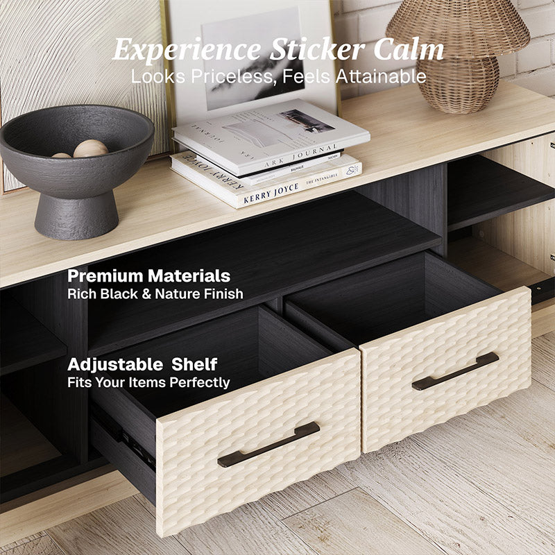 Belleze 68" Modern Low Profile TV Stand with Diamond Pattern