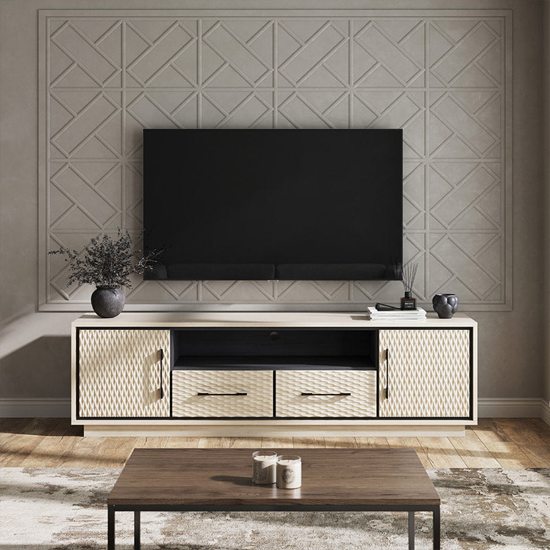 Belleze 68" Modern Low Profile TV Stand with Diamond Pattern