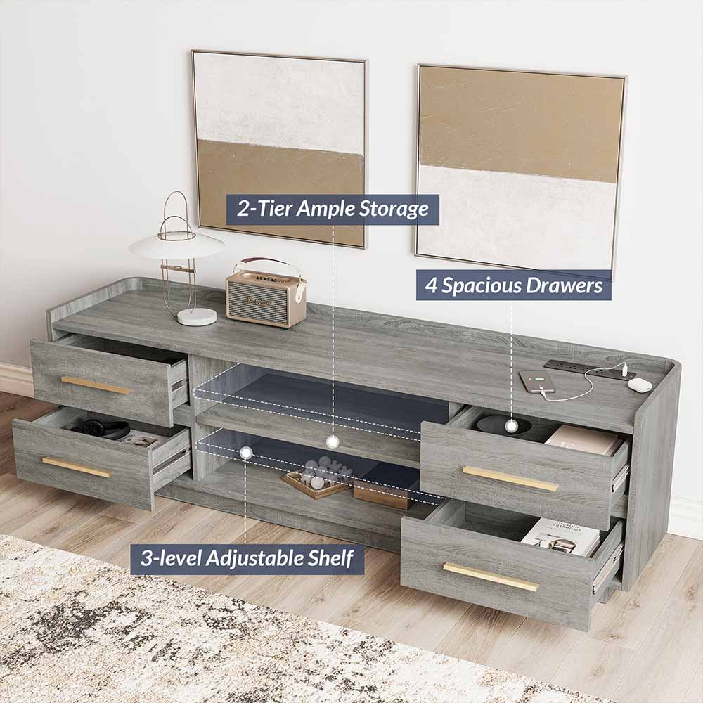 Corrigan 66" Modern TV Stand with LED Lights & Drawers