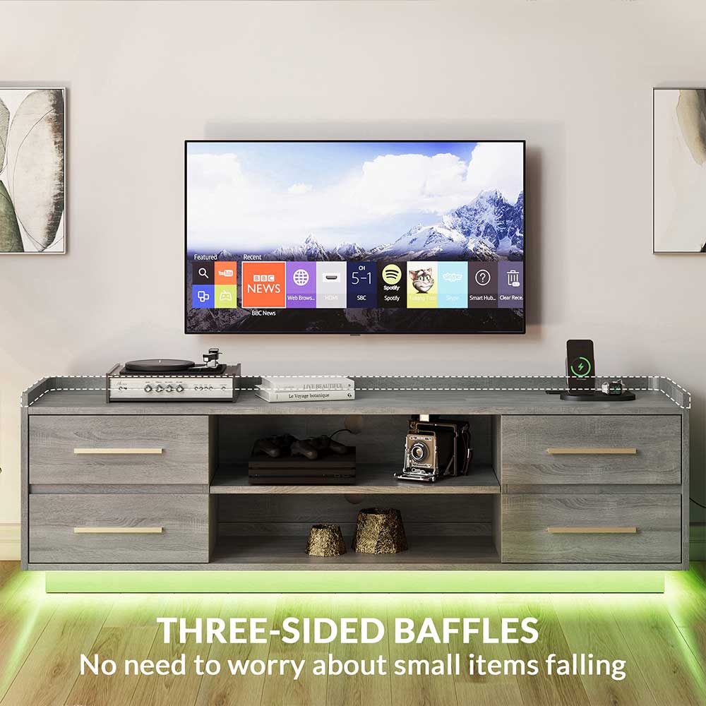 Corrigan 66" Modern TV Stand with LED Lights & Drawers