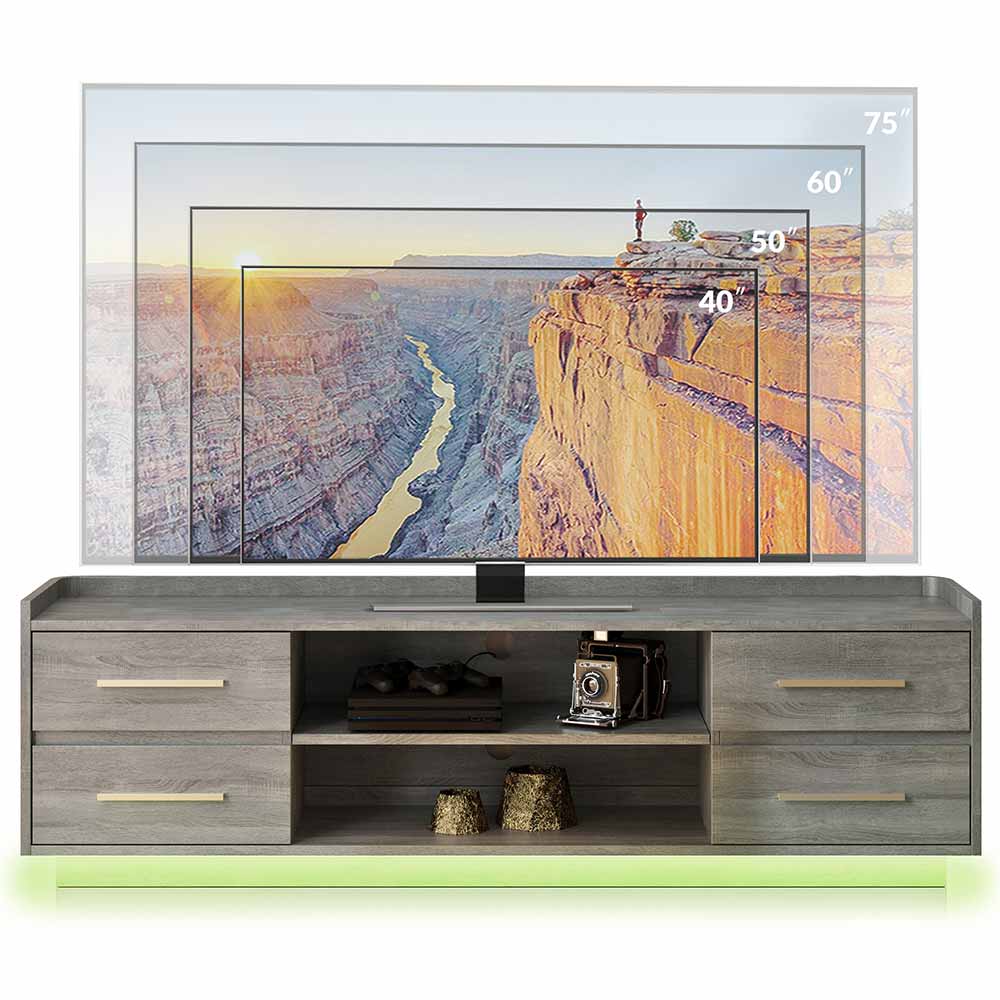 Corrigan 66" Modern TV Stand with LED Lights & Drawers
