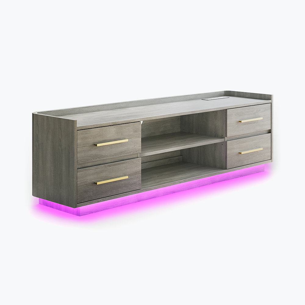 Corrigan 66" Modern TV Stand with LED Lights & Drawers