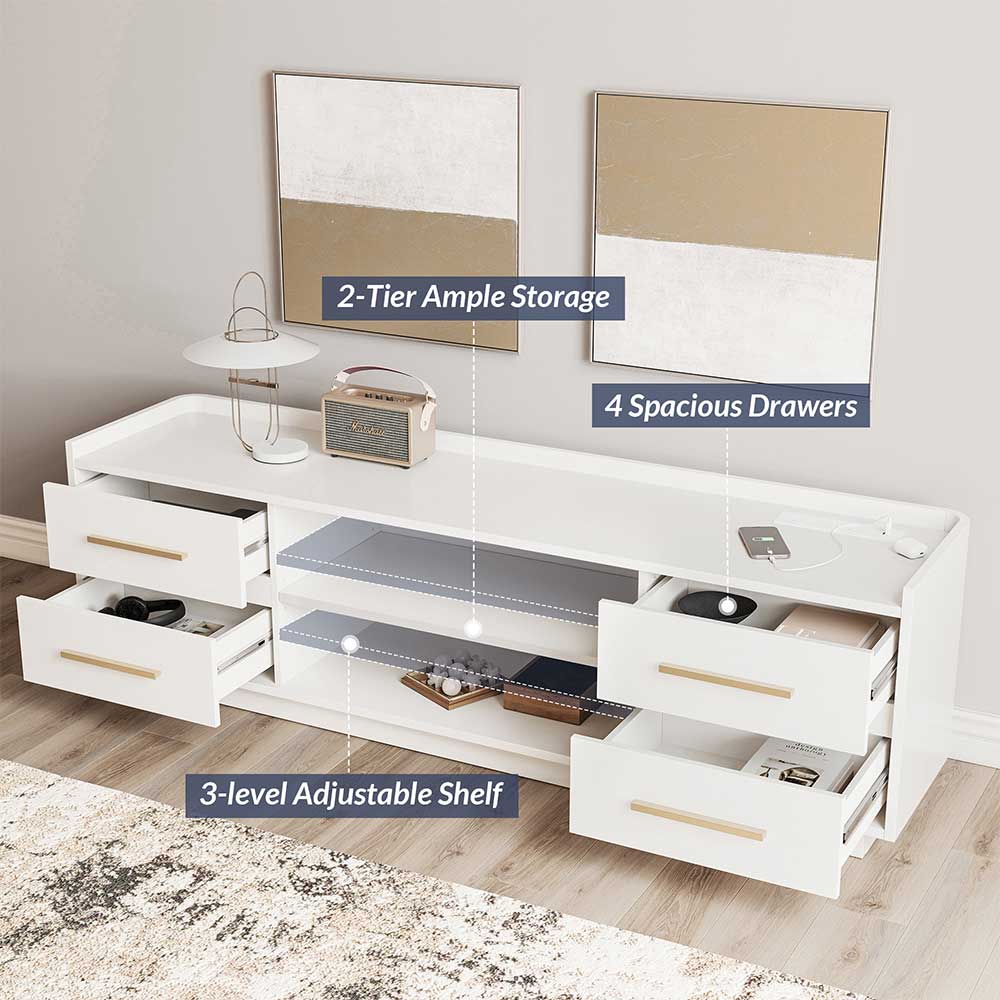 Corrigan 66" Modern TV Stand with LED Lights & Drawers