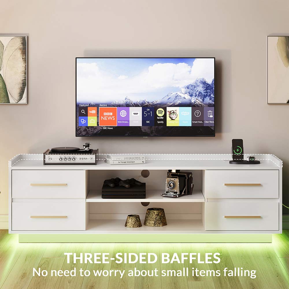 Corrigan 66" Modern TV Stand with LED Lights & Drawers