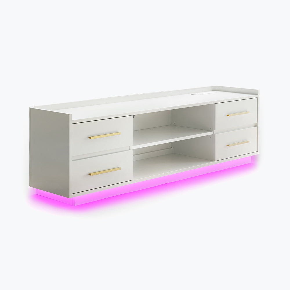 Corrigan 66" Modern TV Stand with LED Lights & Drawers