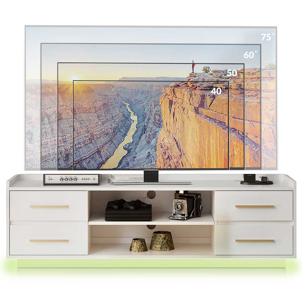 Corrigan 66" Modern TV Stand with LED Lights & Drawers