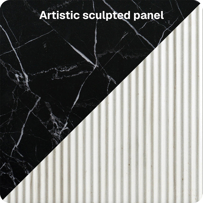 Belleze 68" Modern Fluted TV Stand with Faux Marble Top