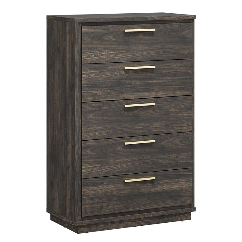 BELLEZE New Port 31.5" 5-Drawer Chest, Rose Gold Handles, Tall Cabinet