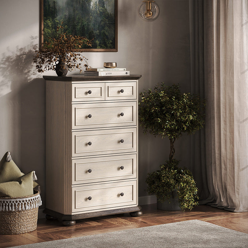 48" Rustic 5-Drawer Dresser, Tall Farmhouse Chest