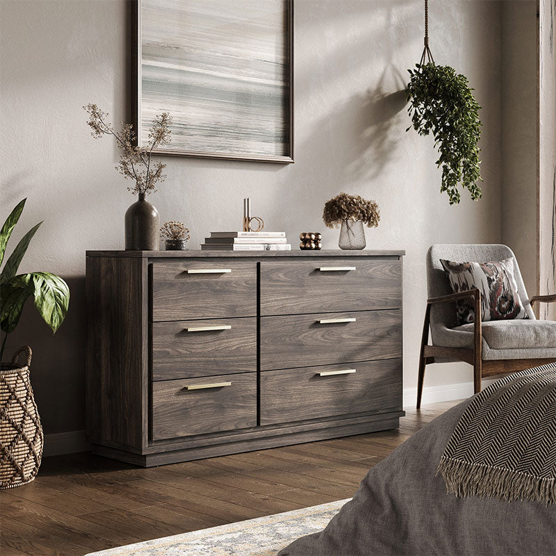 BELLEZE New Port 54" 6-Drawer Chest, Wide Storage Organizer Cabinet