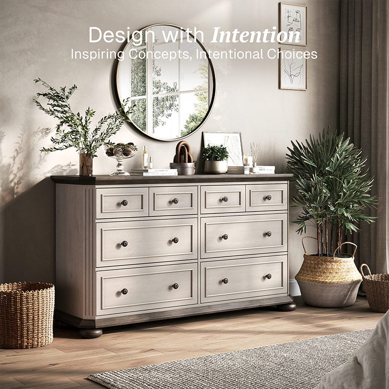 31" Rustic Farmhouse 6-Drawer Dresser, Bedside Storage Cabinet