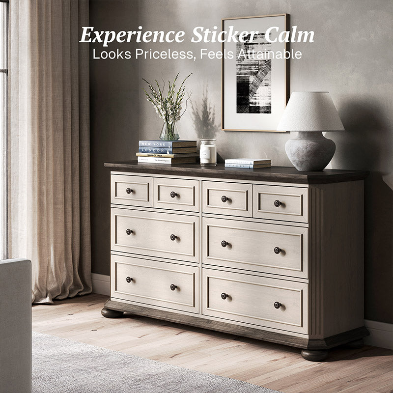 31" Rustic Farmhouse 6-Drawer Dresser, Bedside Storage Cabinet