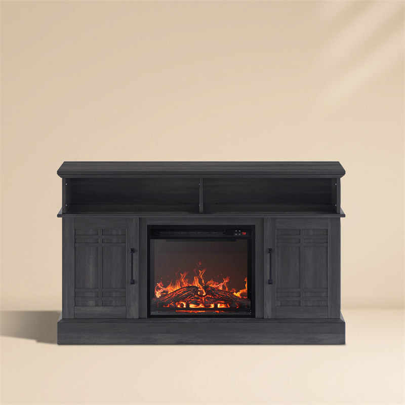 Norrell 48" Wood Grid Door Farmhouse Fireplace TV Stand