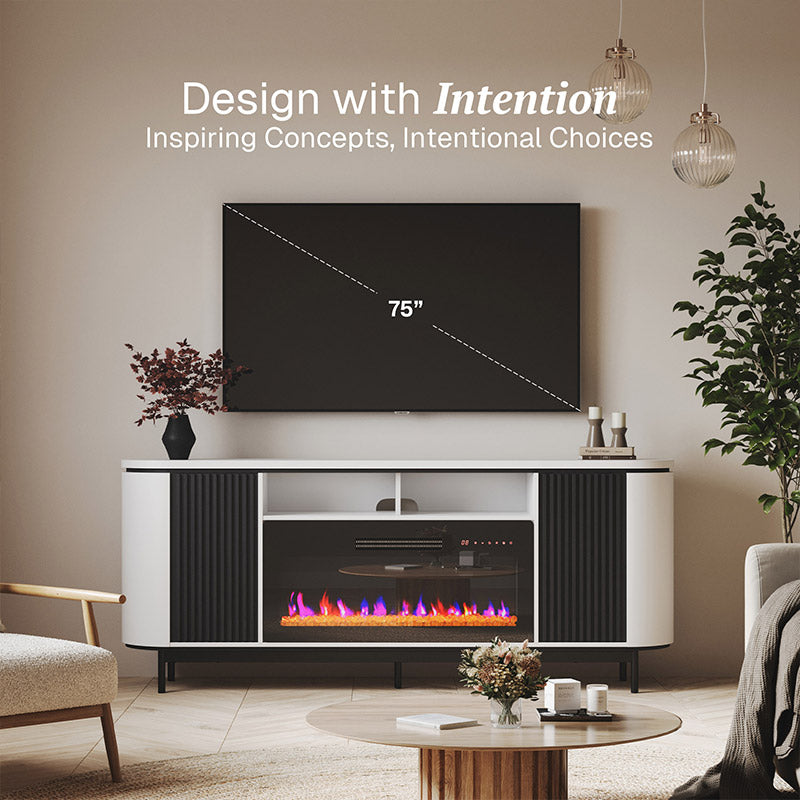 76" TV Stand with 36" Electric Fireplace for TVs up to 85"