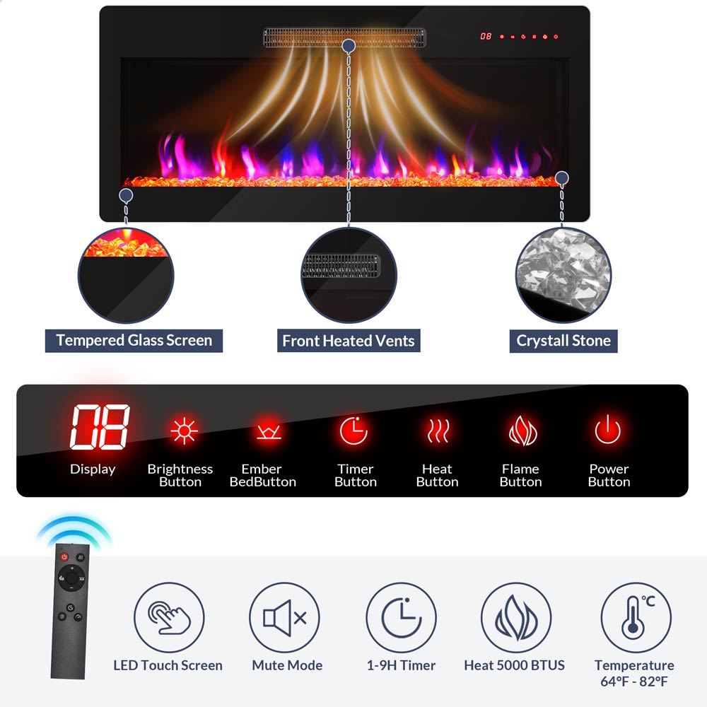 Portman 66" Slatted Door Electric Fireplace TV Stand