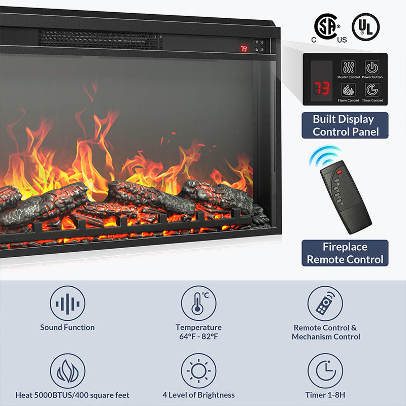 Bower Mid Century Modern Fireplace TV Stand for TVs up to 75″