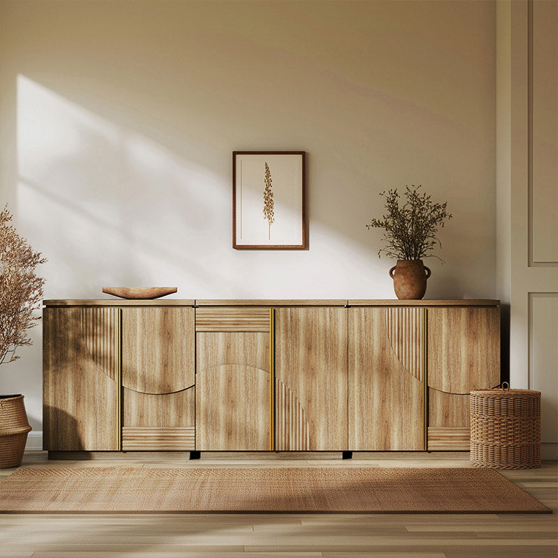 Belleze Set of 3 31" Modular Sideboards with Geometric Arched Doors