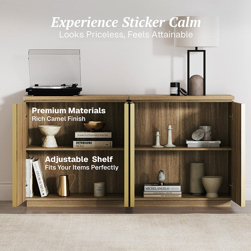 Belleze Set of 3 31" Modular Sideboards with Geometric Arched Doors