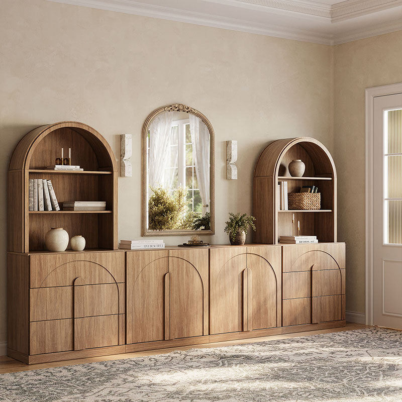 Bijou Arched Entertainment Center Wall Unit with Drawers (4-Piece)
