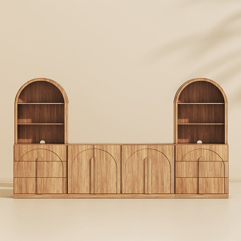 Bijou Arched Entertainment Center Wall Unit with Drawers (4-Piece)