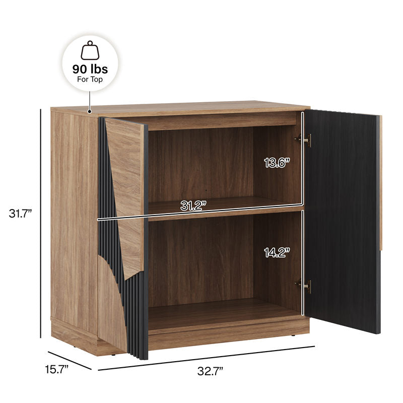 Layers 33" Fluted Sideboard Cabinet Right Geometric Pattern
