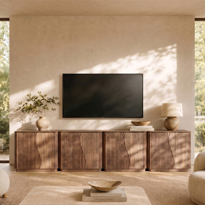 Simms 35" Modern S-Shaped Fluted Sideboard (Set of 4)